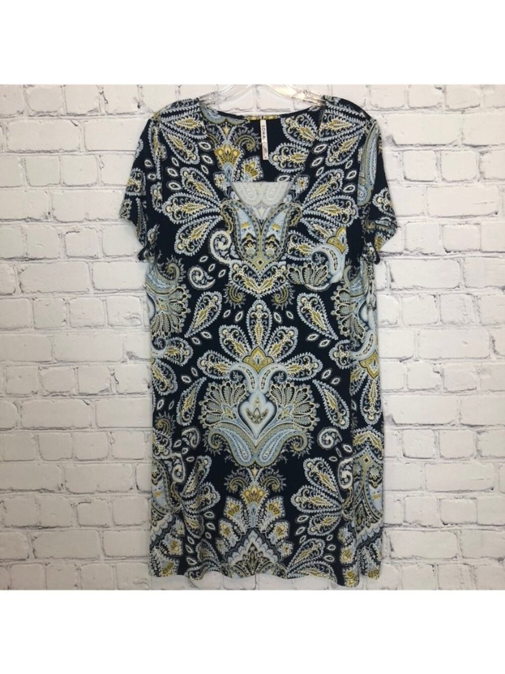 Soma Cool Nights Navy Paisley Nightgown Sleep Shirt Pajamas Size M